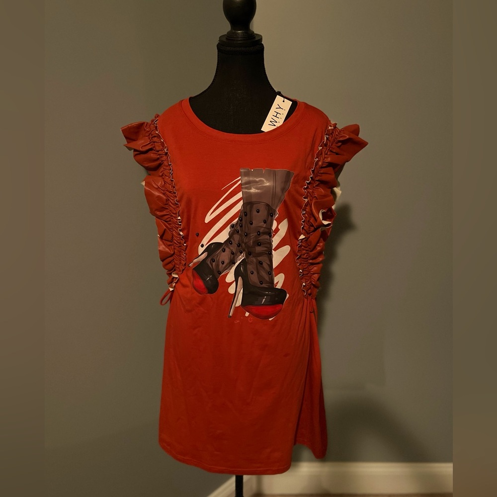 Red Bottom Logo Tunic T-shirt Dress.
